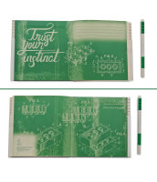 LEGO verschließbares Notizbuch Grün mit Gelstift