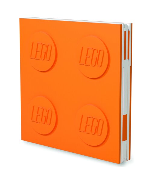 LEGO verschließbares Notizbuch orange mit Gelstift